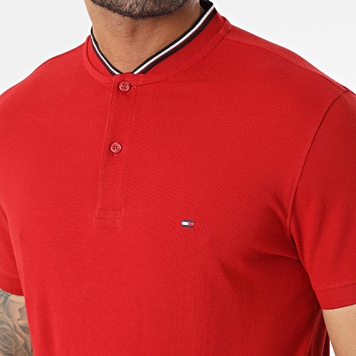 Polo Manches Courtes Mao Collar With Rwb 2401 Rouge