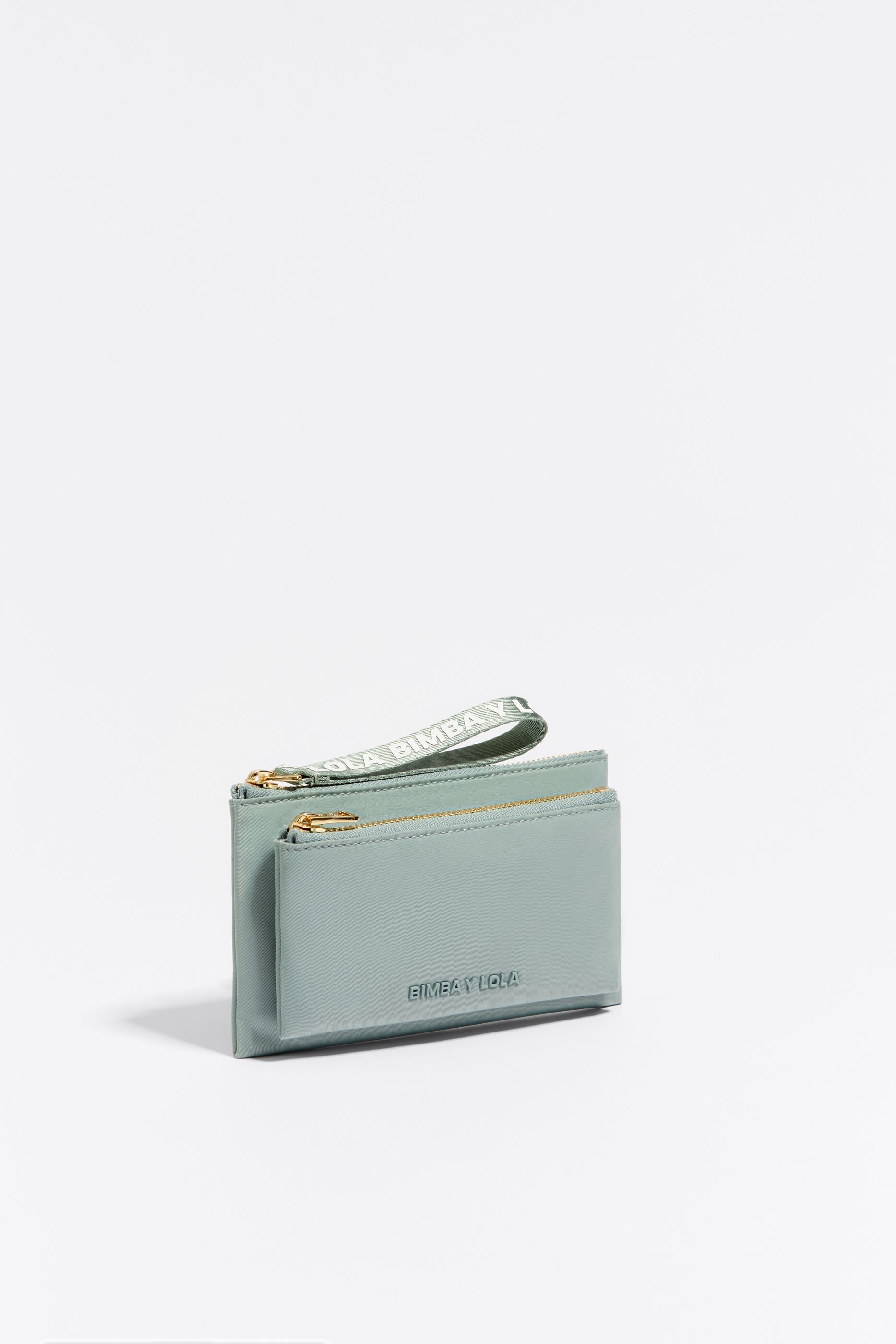 Aquamarine nylon double purse