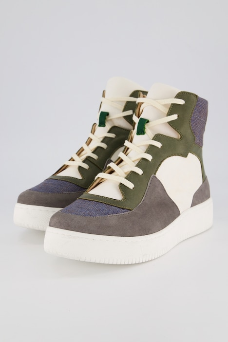 Sneaker, hoher Schaft, Patchlook, Textil, Leder, Weite H