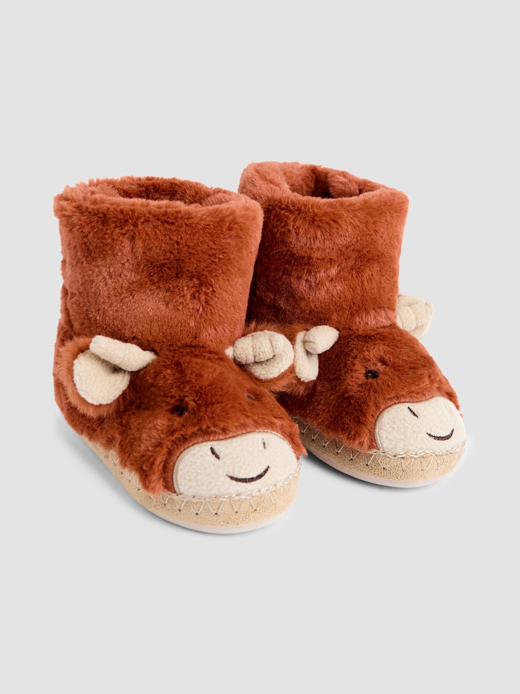 Rust Schotse Hooglander - JoJo Maman Bébé Plush Slipper Boots
