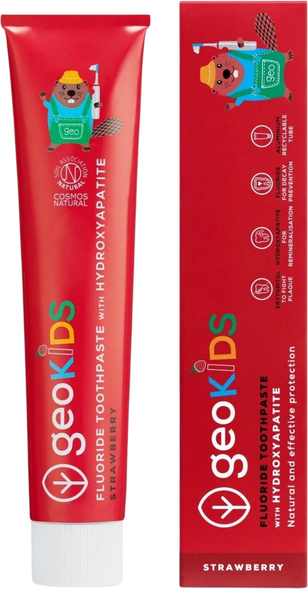 georganics  geoKIDS Fluoride Toothpaste Strawberry & Hydroxyapatite, 75 ml
