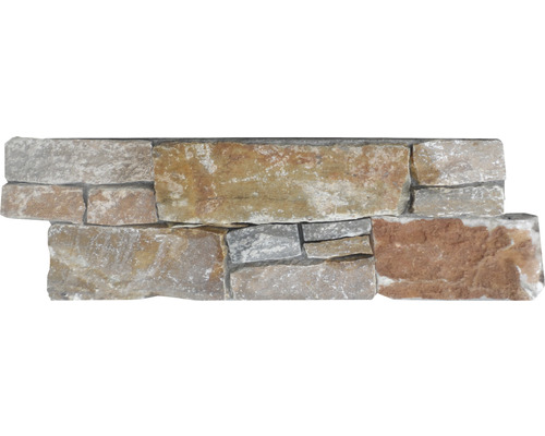 Natuursteen gevelbekleding in betonomhulsel, Forest brown grey mix, 22 x 55 cm