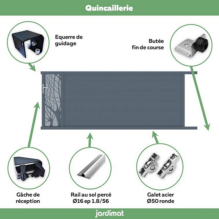 Portail Jardimat coulissant aluminium Frejus gris anthracite - 400 x h.145 cm