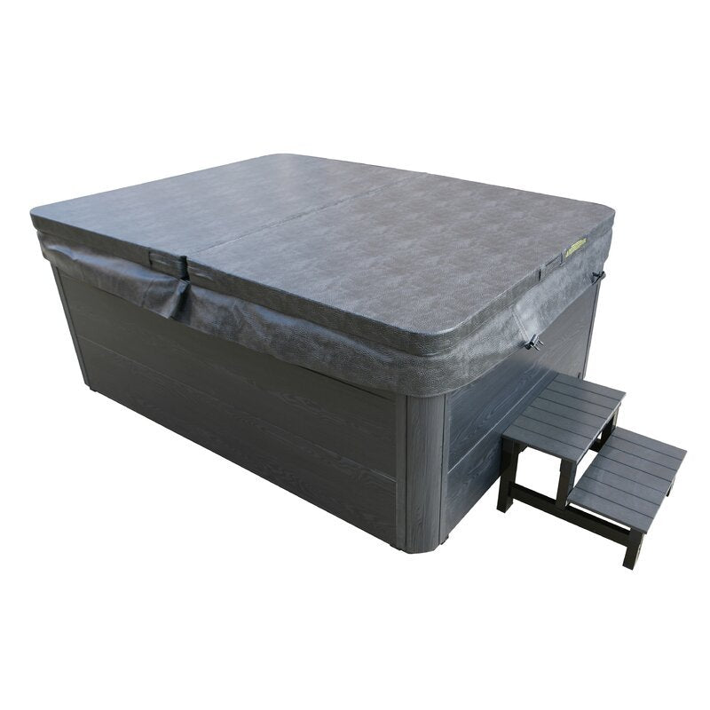 Banheira de hidromassagem retangular WSINC para 3 pessoas, com 27 jatos, em acrílico e ozonizador, na cor carvalho cinza.