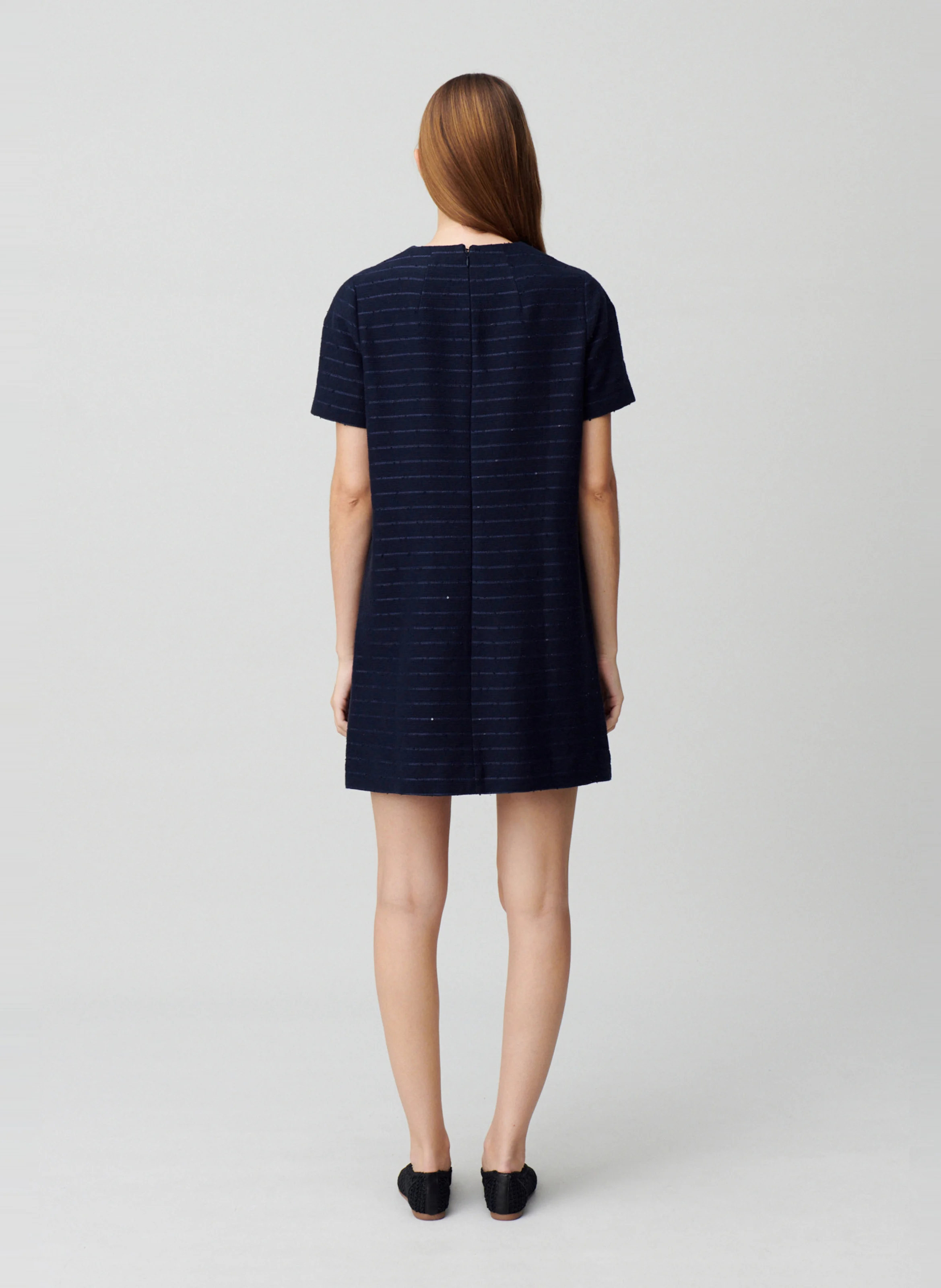 Robe courte rayée en coton mélangé | Bleu