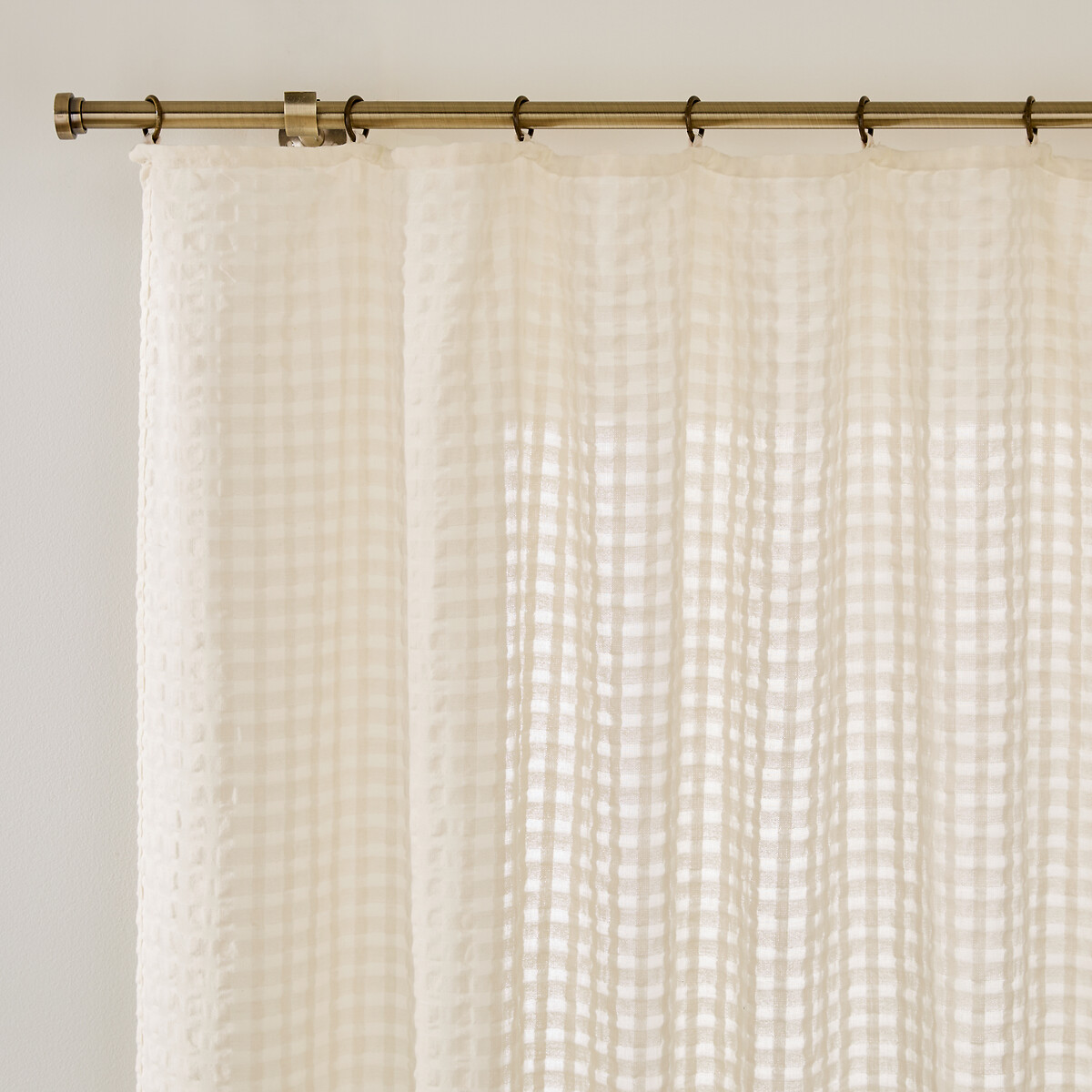 LA REDOUTE INTERIEURS<br>Cortina de vidro com padrão xadrez tom sobre tom e laços, Madrila
