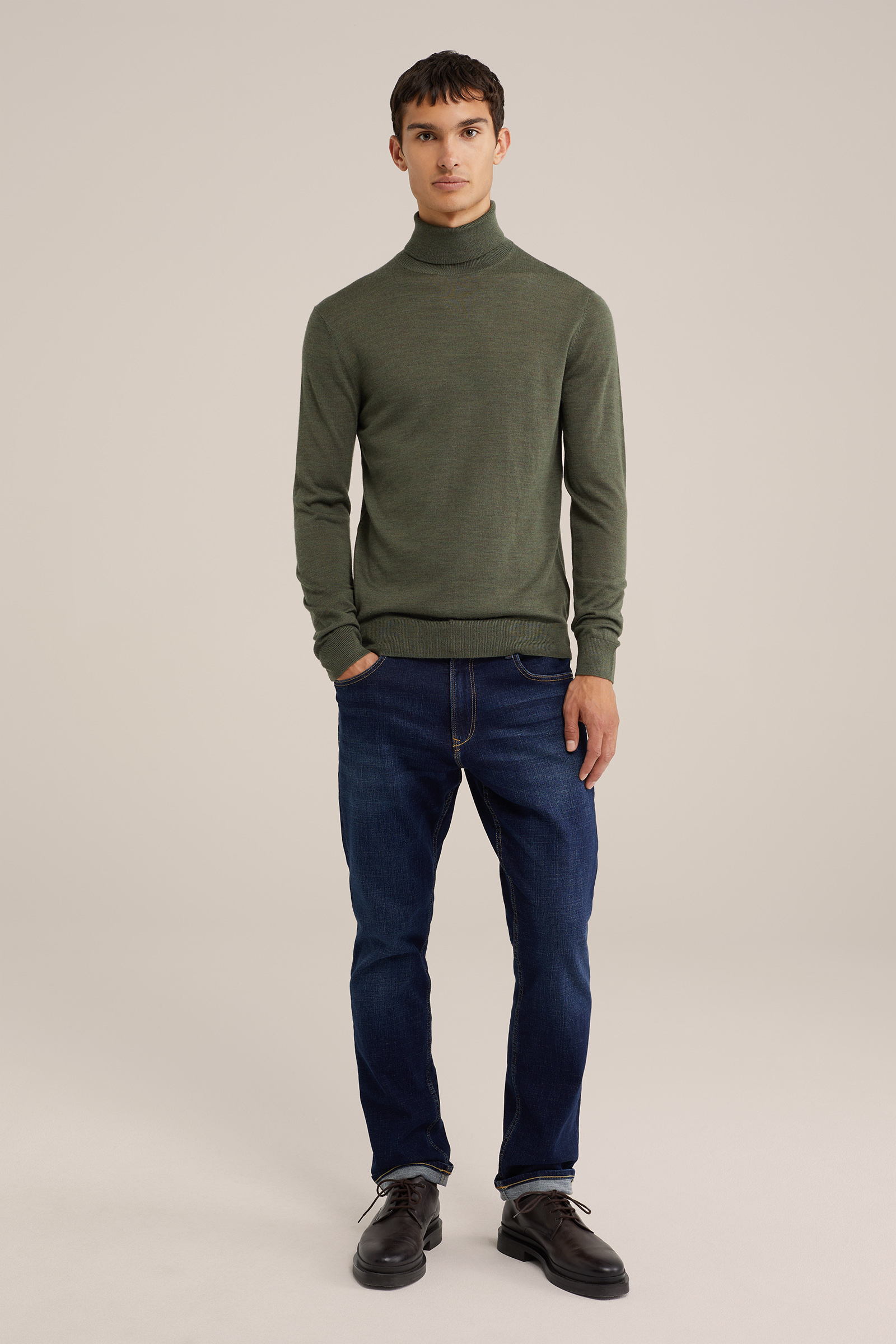 coltrui van merinowol WE Fashion Donkergroen