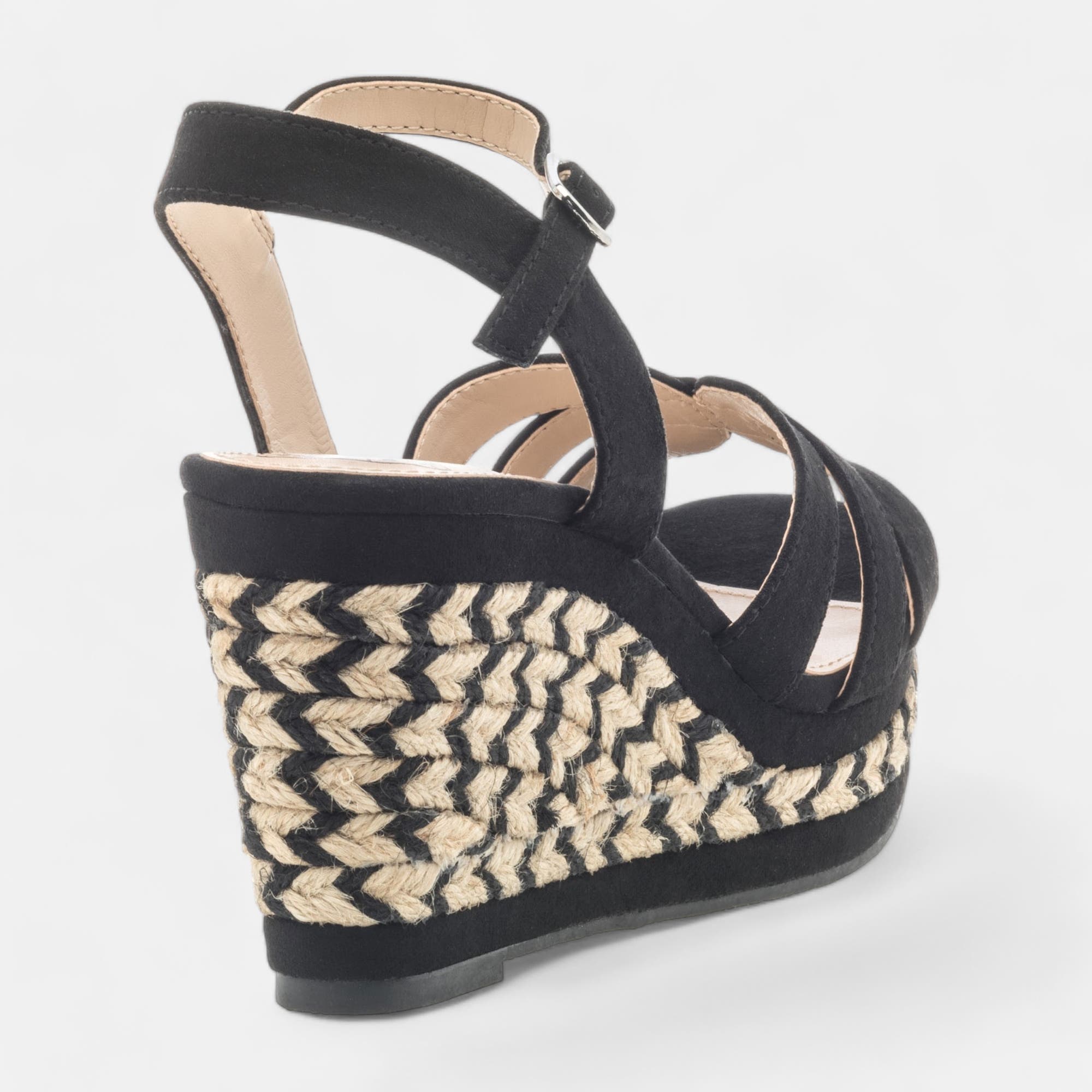 Sandales à talon compensé Femme noir