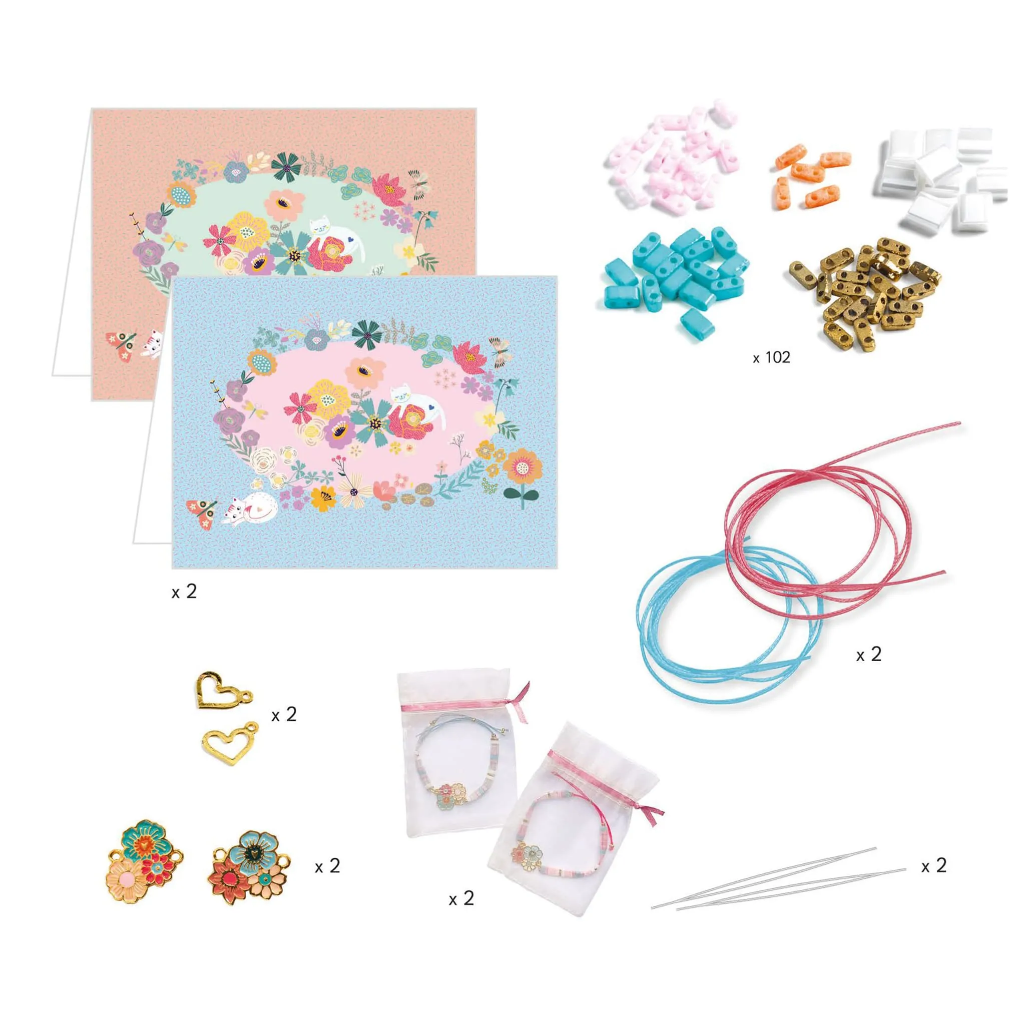 Djeco Ensemble Créatif Fabrication de Bracelet You & Me - Tila & Fleurs