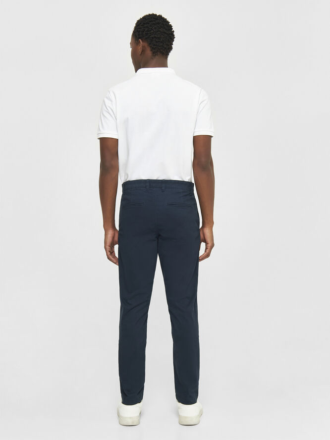 Knowledge Cotton Apparel LUCA slim twill chino pants - GOTS/Vegan Blå