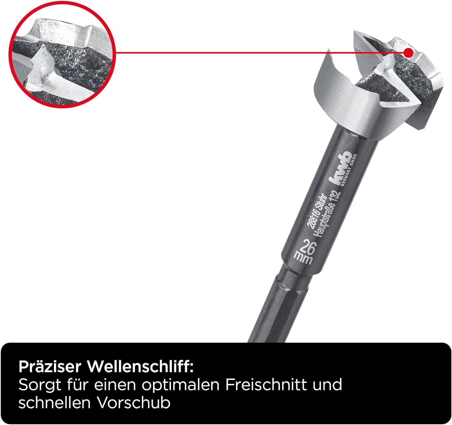 kwb SPEED Forstnerbohrer ø 50 mm aus vergütetem Spezialstahl mit präzisem Wellenschliff, Zentrierspitze, optimal geschärften sowie gehärteten Schneiden und polierter Oberfläche