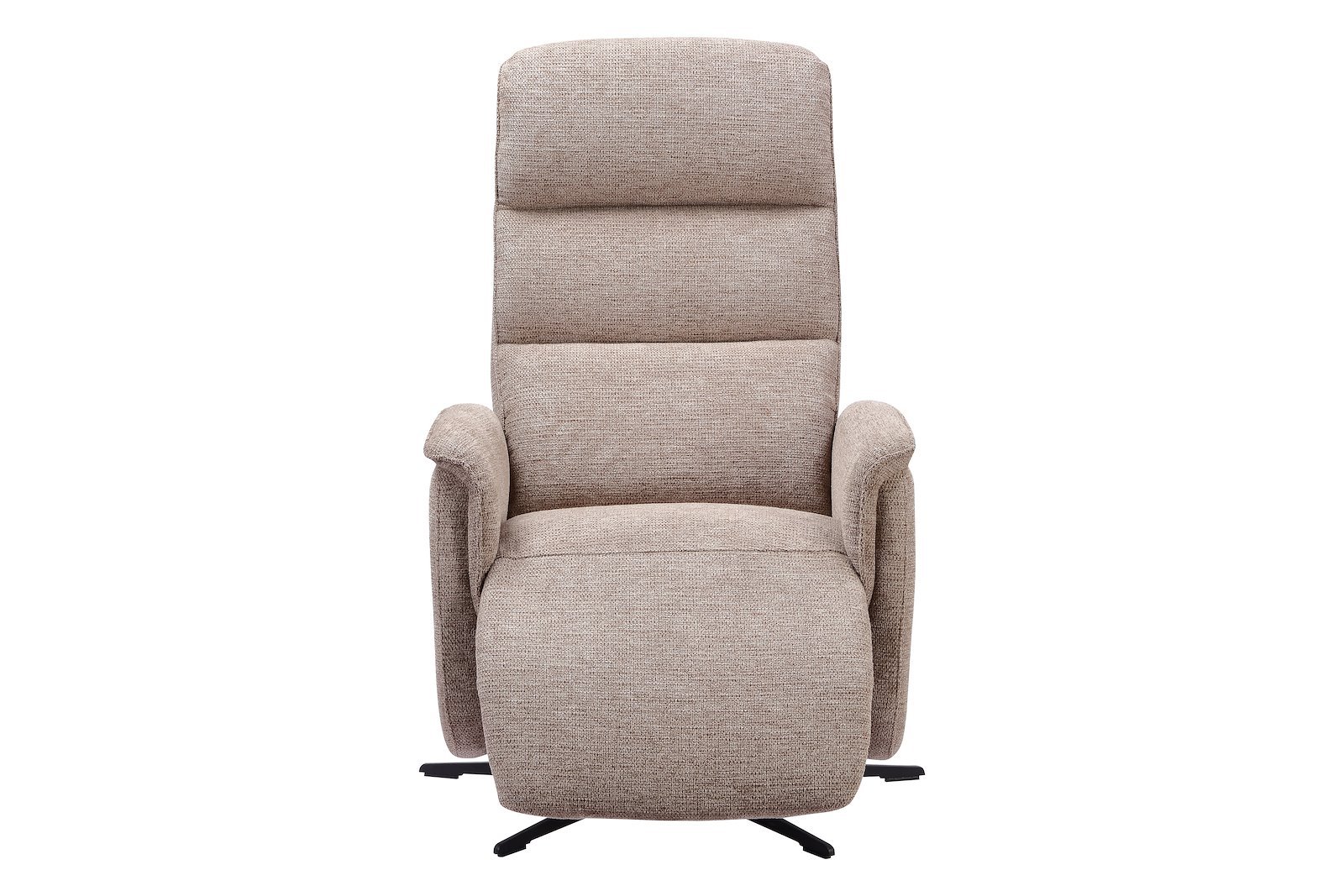 Kansas Recliner med eleketrisk regulering sortlakkert undestell med stoff Lord Mørk Beige