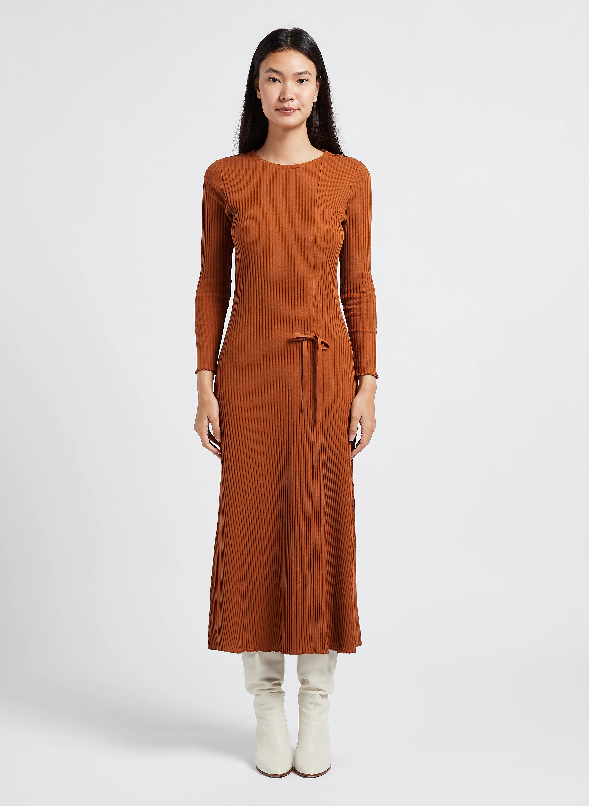 EVANS - Robe ajustée col rond en coton | Marron