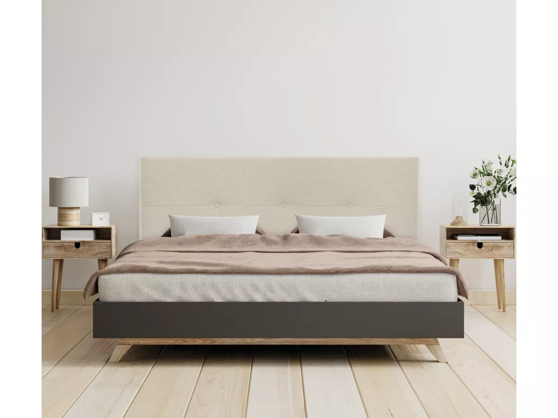 DHOME Tête de lit en lin naturel avec Boutons 160x50cm Lits 150/160 - Beig