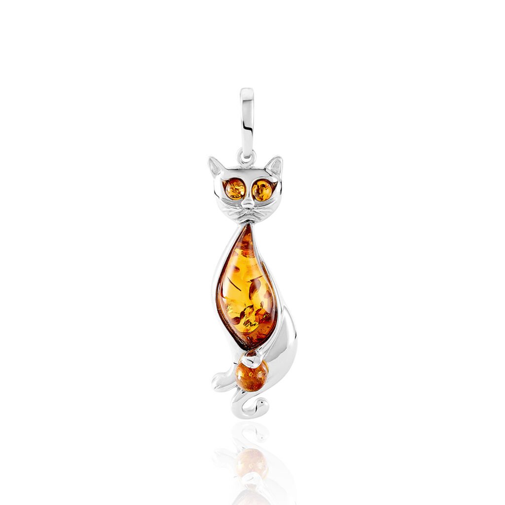 Pendentif Argent Blanc Claire-anne Ambre