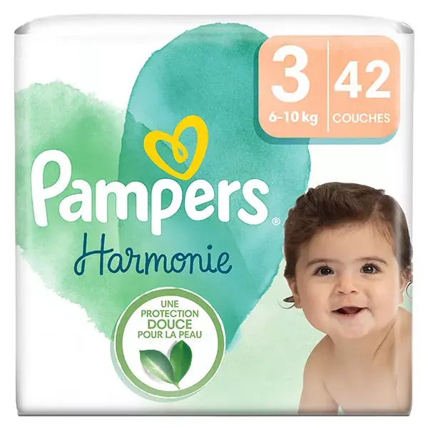 Fraldas Pampers Harmonie Tamanho 3, Pacote com 42 Fraldas, 6kg - 10kg, Proteção Suave para a Pele
