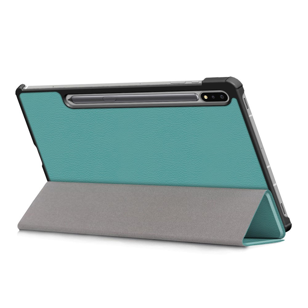 Samsung Galaxy Tab S8  Plus / Tab S7  Plus / Tab S7 FE 5G Leder Tasche Smart Case Hülle   S-Pen Halterung - Grün / Schwarz