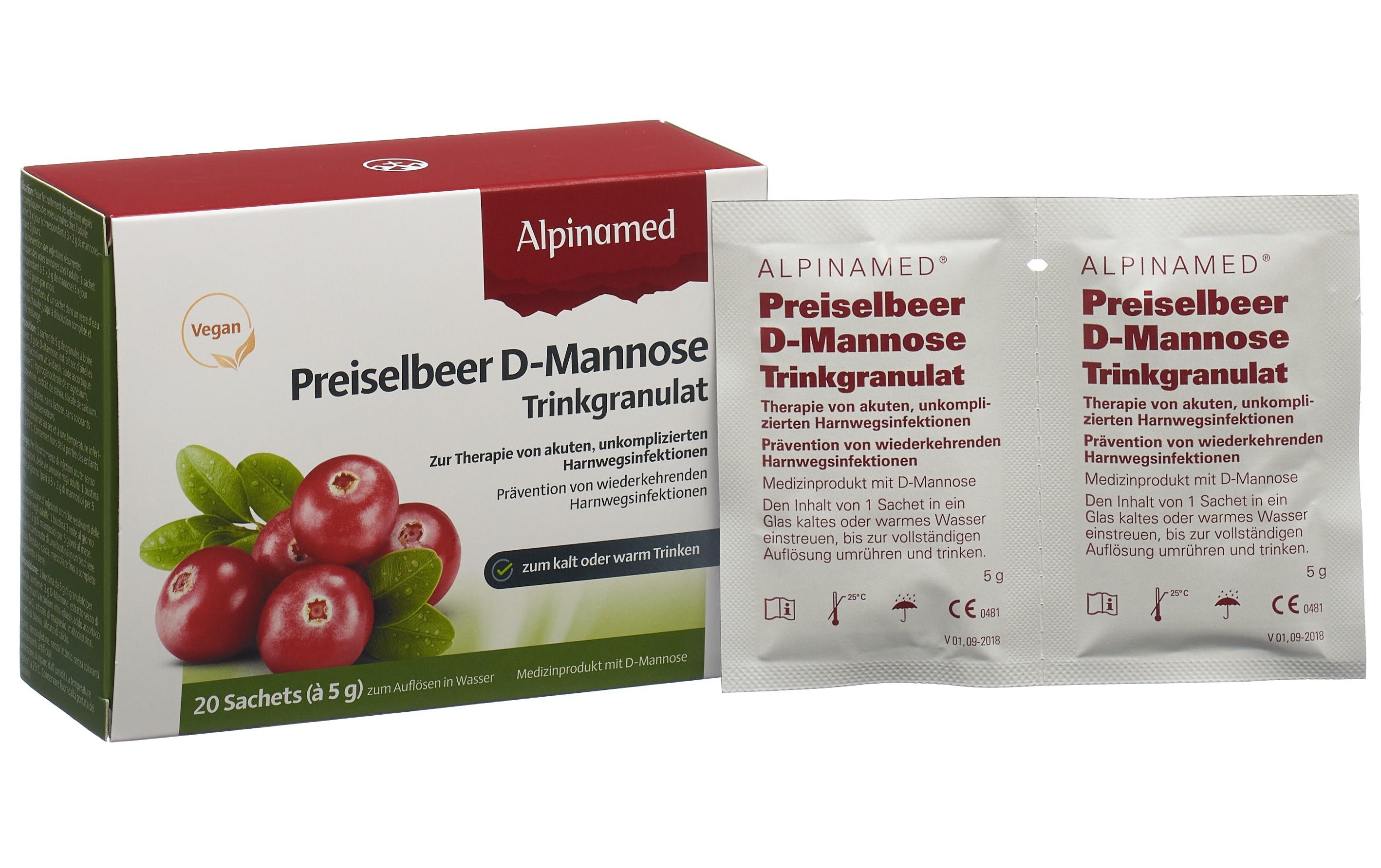 Preiselbeer D- Mannose Trinkgranulat 20 BeutelPulver mit D-Mannose und Preiselbeer