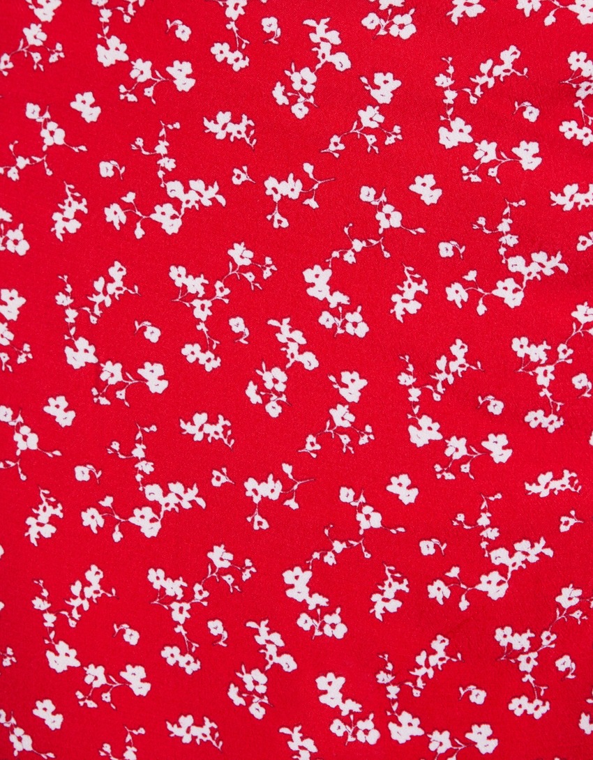 Saia midi com babados e estampa floral