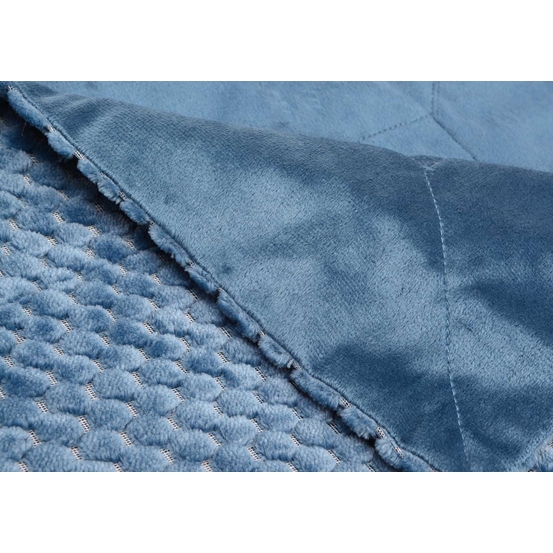 Plaid Damier en polyester, bleu nuit 170x130cm
