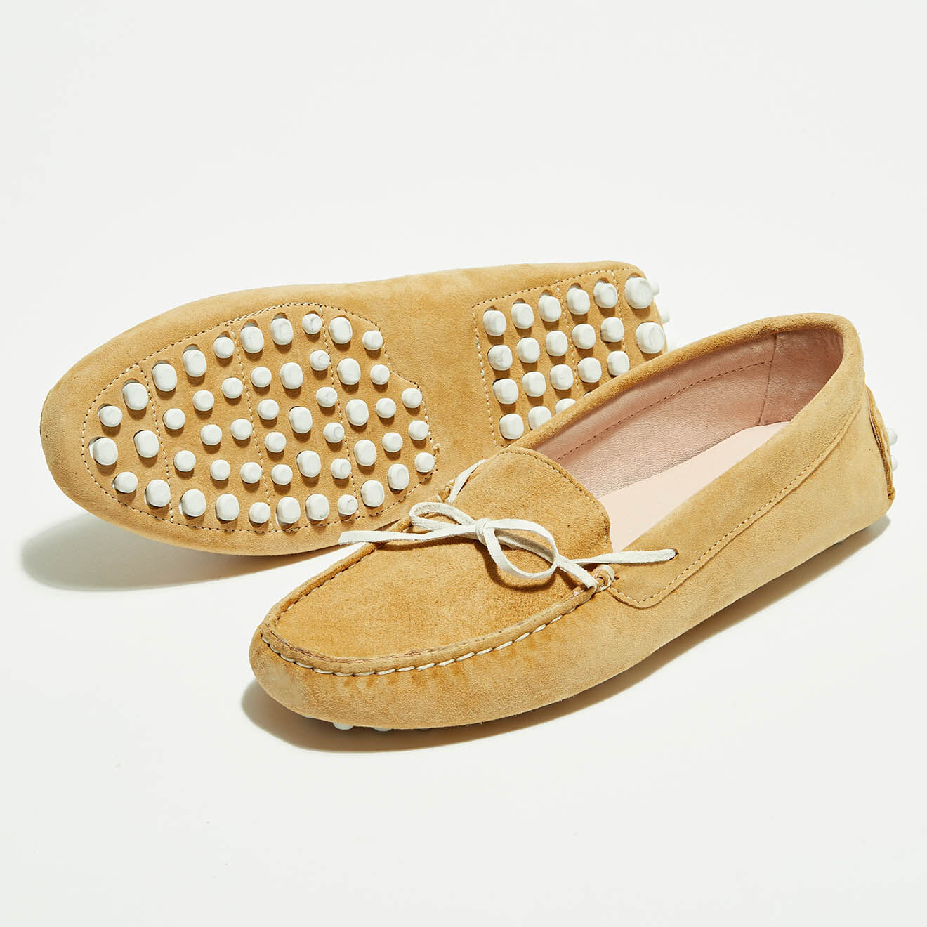 Flavio Création Mocassins en Velours de Cuir Mariela beige/blanc