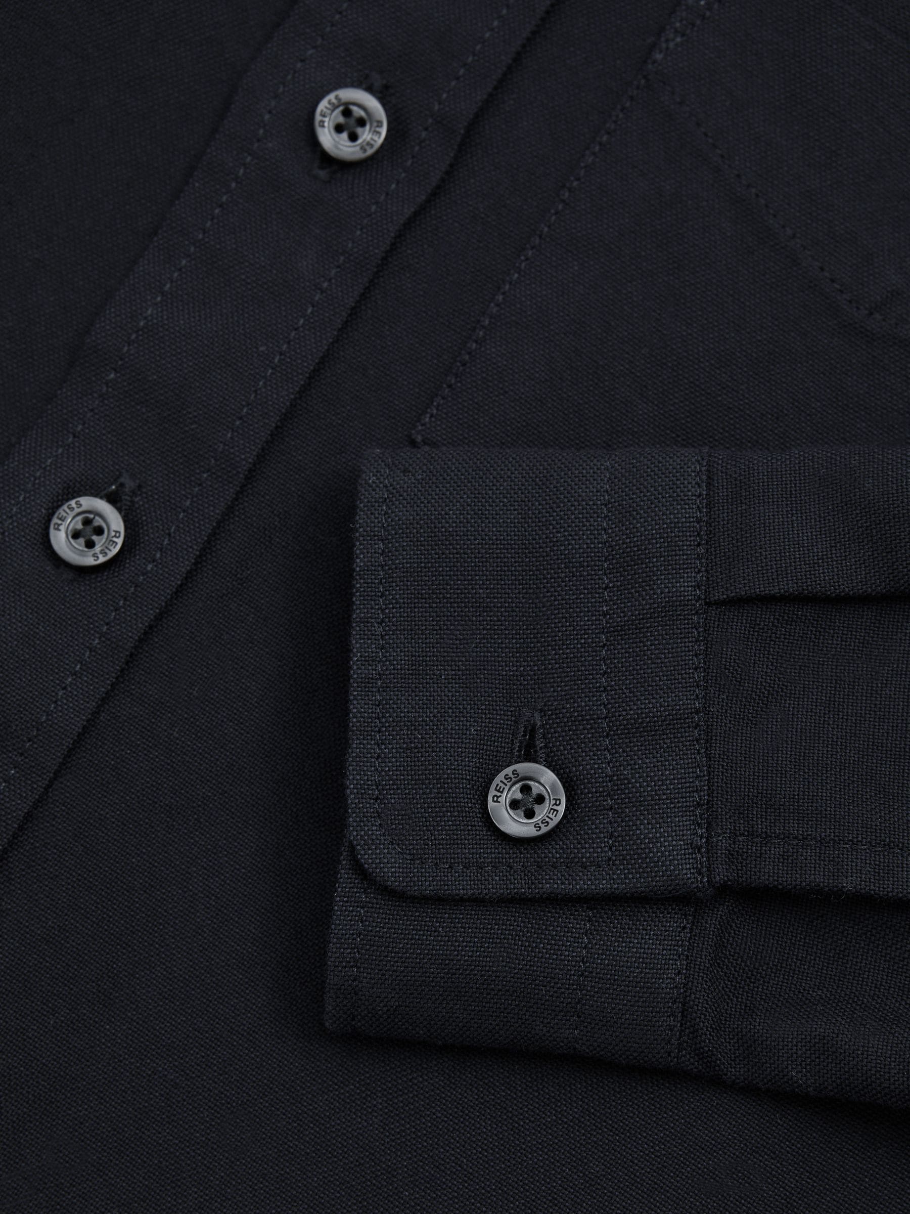 Marineblauw - Reiss Greenwich Oxford overhemd met knopen