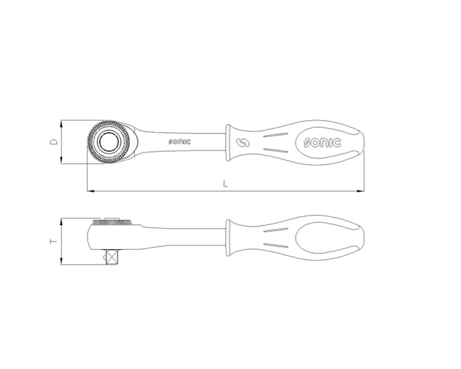 Sonic 7121102 Omschakelbare ratel met draaibare handgreep 3/8''