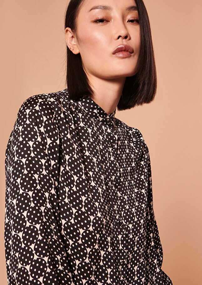 Chemise Charlineécrue imprimée à pois