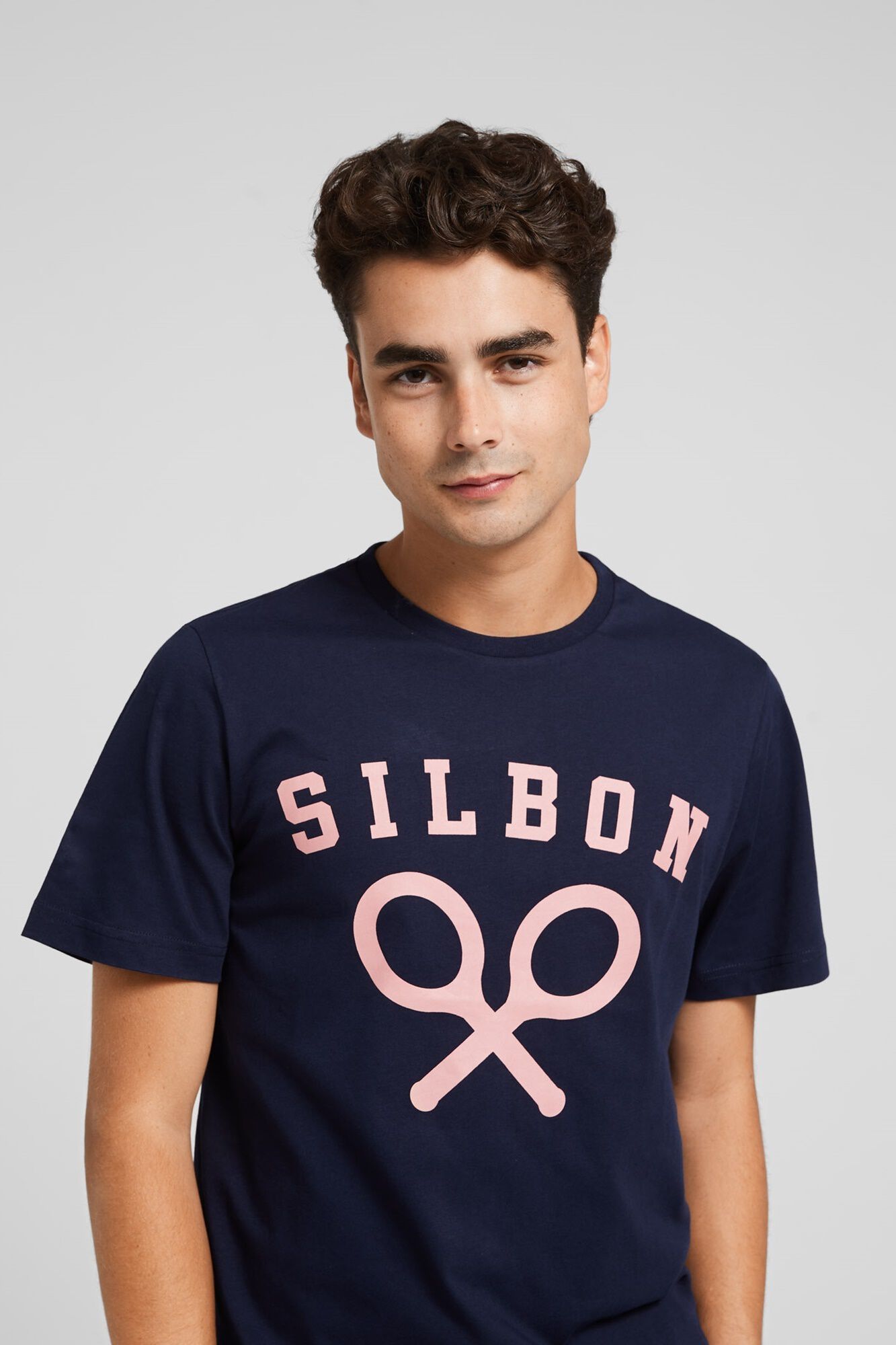 Camiseta corporativa azul marinho com estampa de raquete - Azul marinho