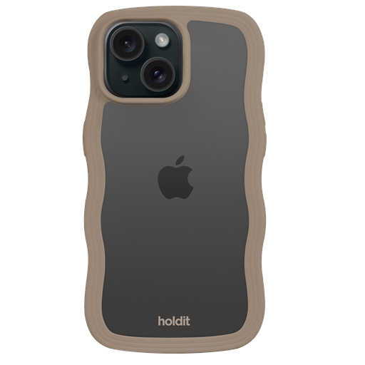 holdit Iphone 15/14/13 Transparent Wavy Cover, Mocha Brown/Transparent