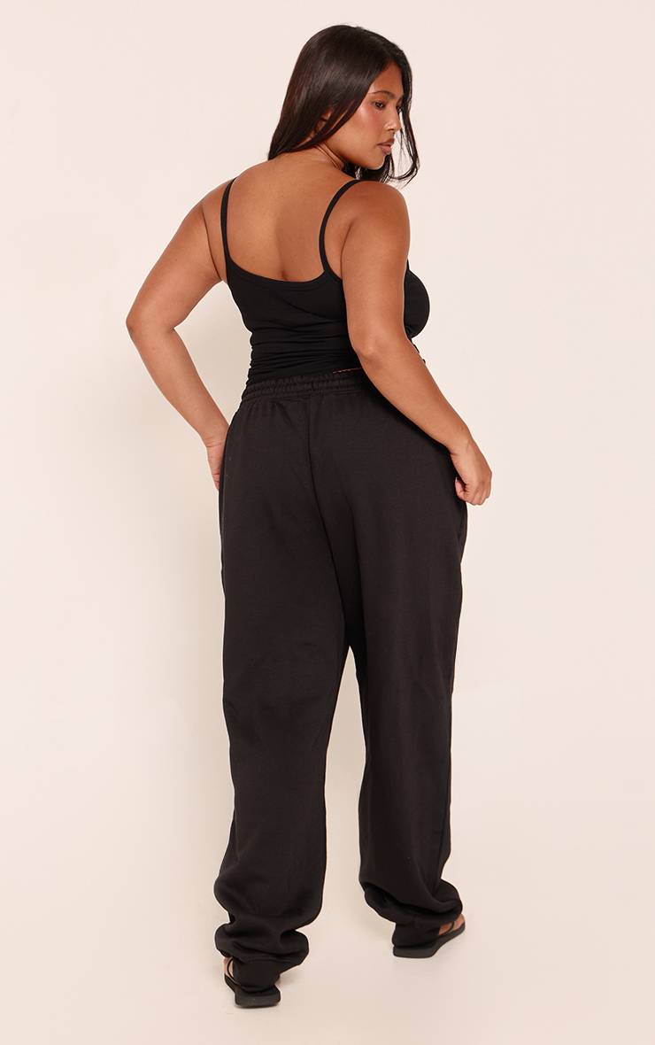Noir Prettylittlething Plus Jogging Taille Haute Basique Avec Revers