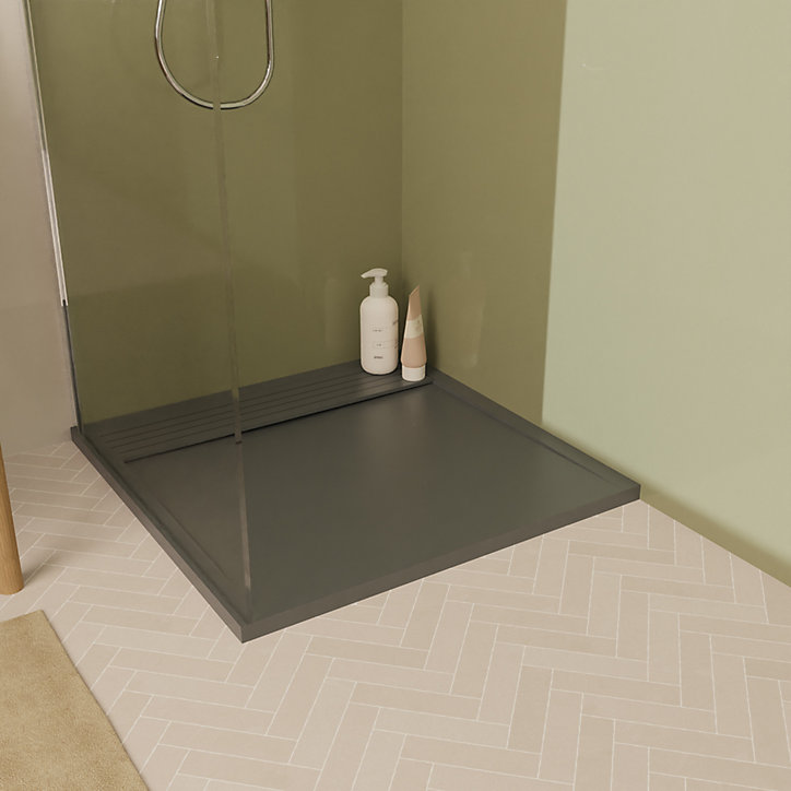 Receveur de douche carré en béton, 80 x 80 cm, anthracite, Homesight