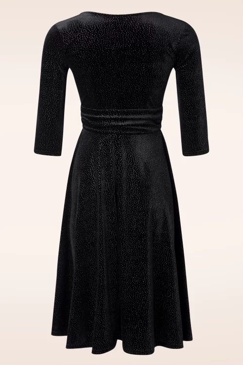 Vintage Chic for Topvintage Aria Velvet Glitter swing jurk in zwart