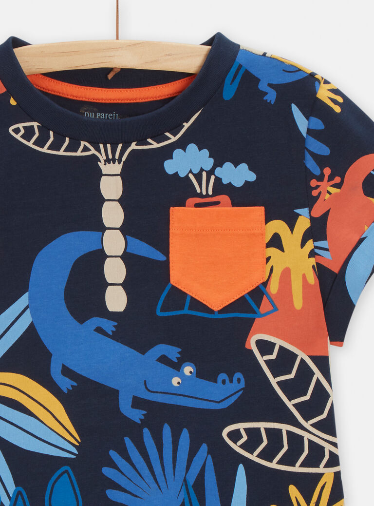 Pyjama bleu imprimé tropical pour garçon