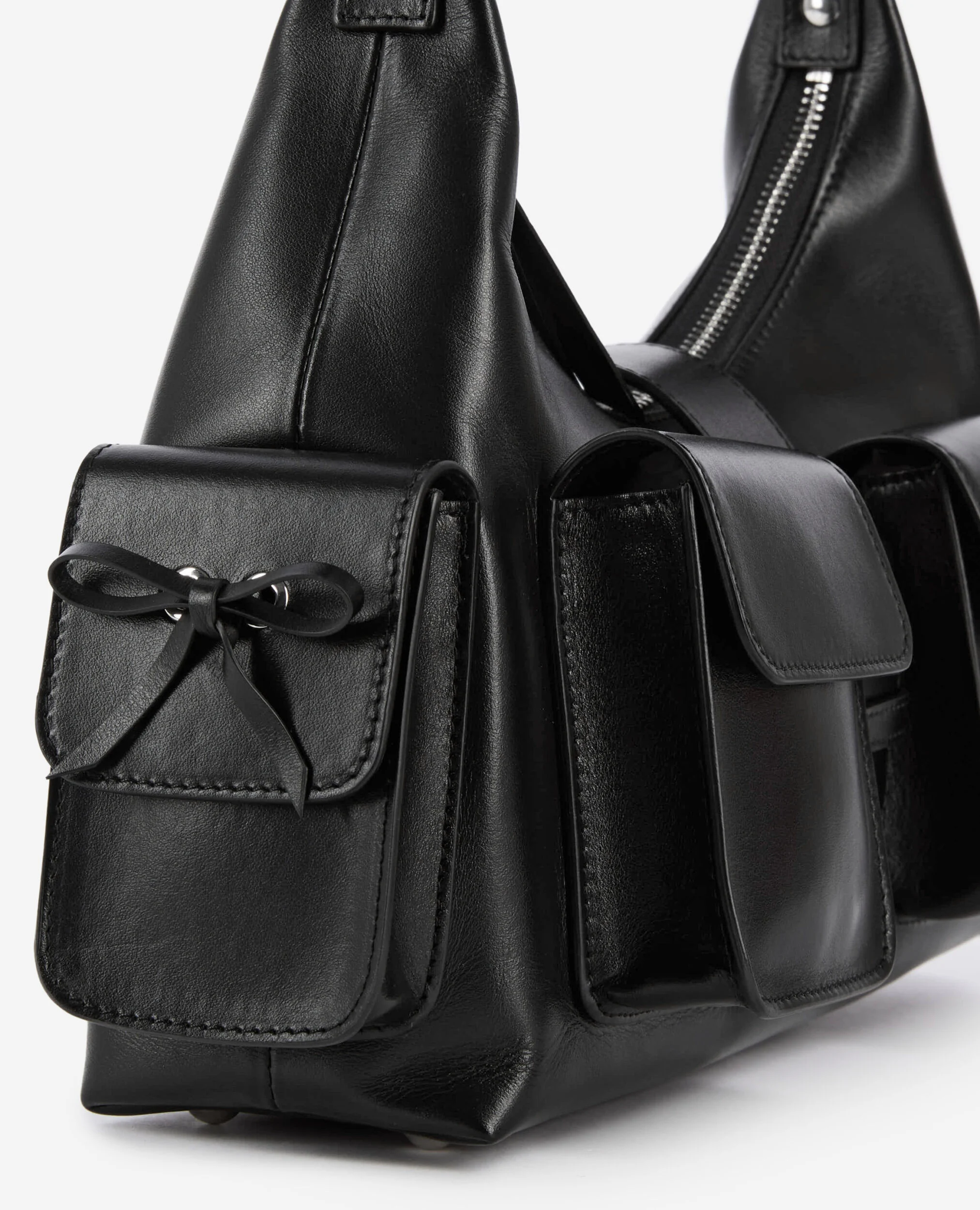 Sac Amelia en cuir lisse noir