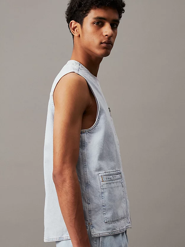 Colete jeans com zíper