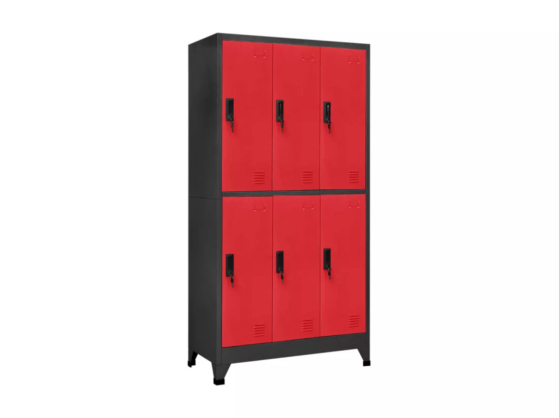 Armoire à casiers Anthracite et rouge 90x45x180 cm Acier