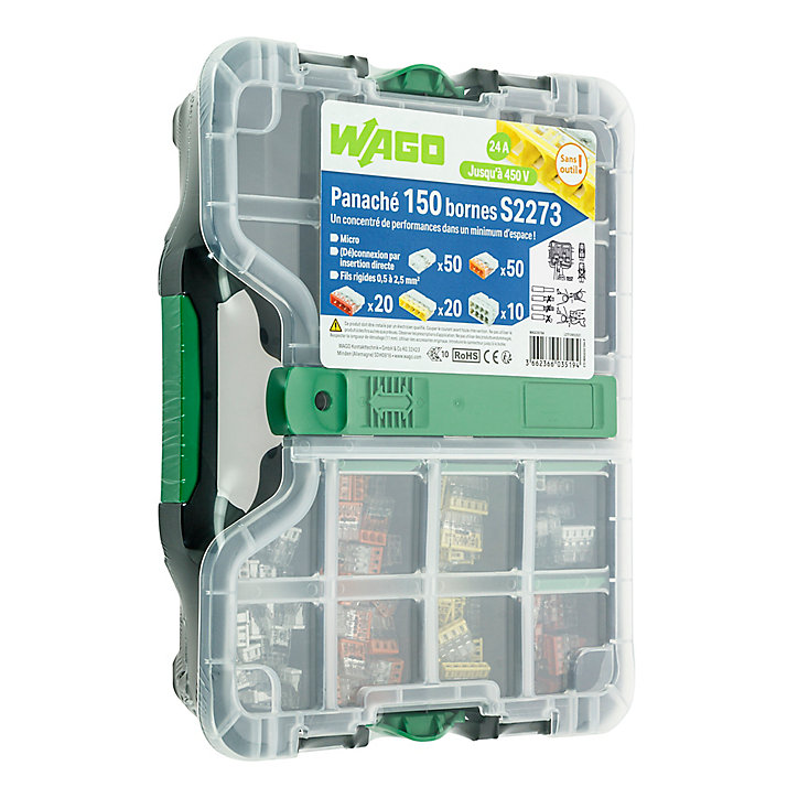 Borne de connexion 2,3,4,5,8 entrées Wago S2273, lot de 150