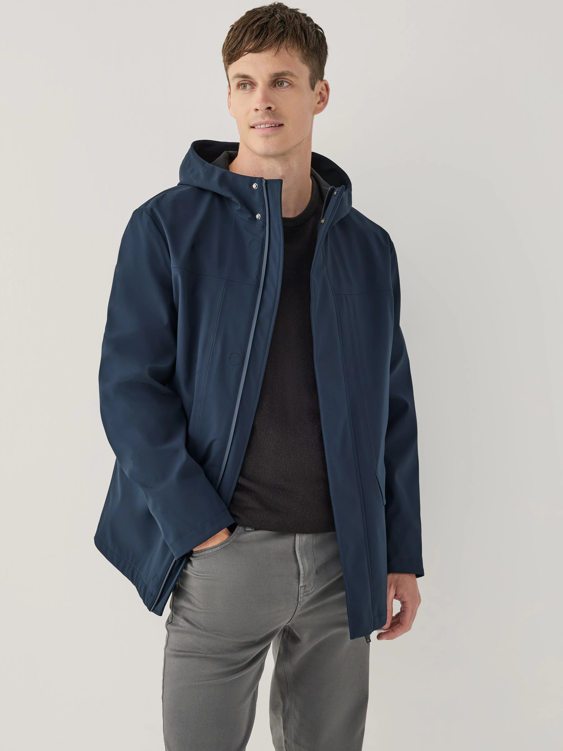 Marineblauw - Drytech Waterdichte Jas met Capuchon en Getapete Naden