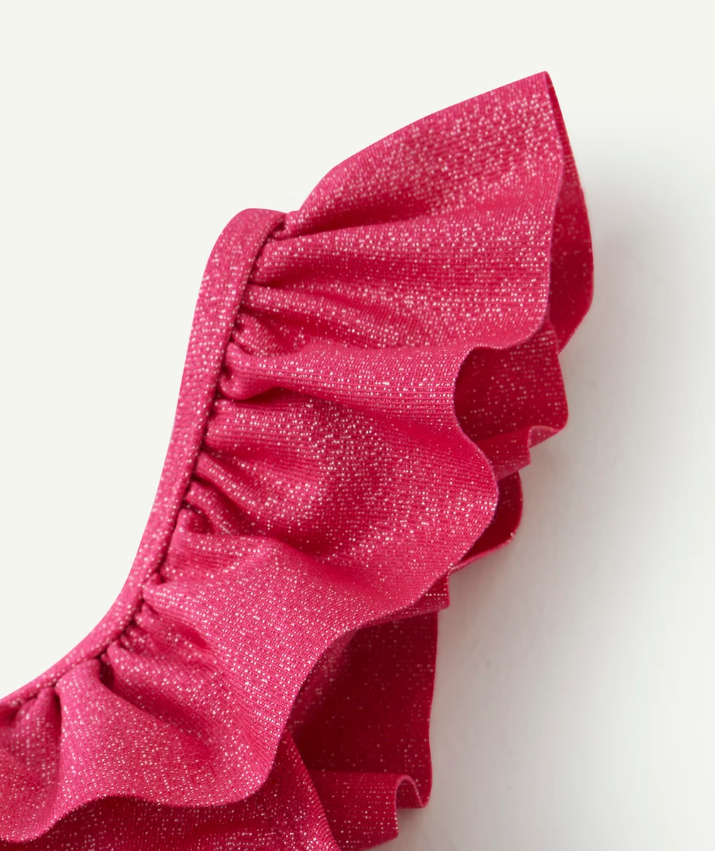 MAILLOT DE BAIN 1 PIÈCE FILLE EN FIBRES RECYCLÉES ROSE PAILLETÉ
