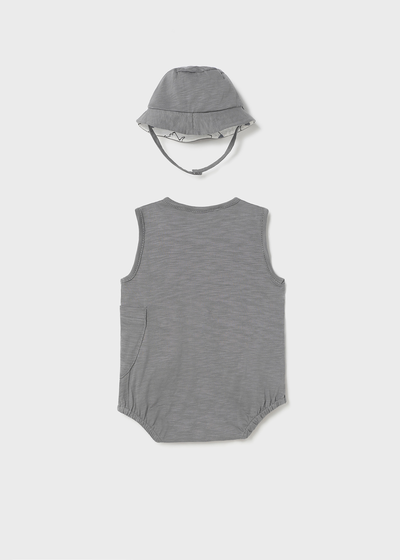 Macacão de algodão sustentável com gorro para recém-nascido