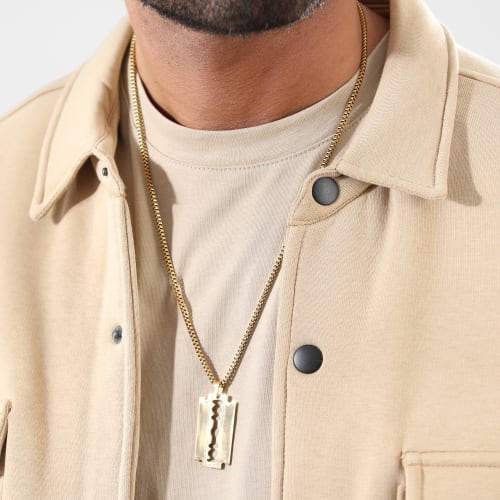 Collier Avec Pendentif Lame De Rasoir Doré