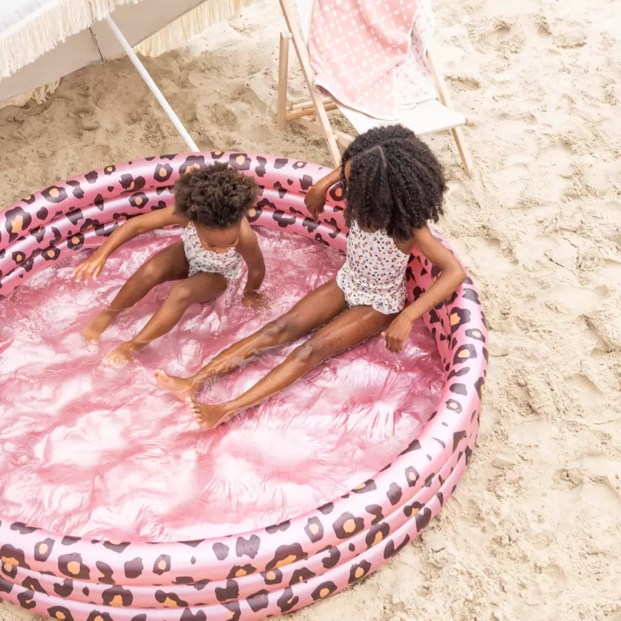 Swim Essentials Aufblasbarer Pool Panther Print Rosa Gold Ø 150 cm