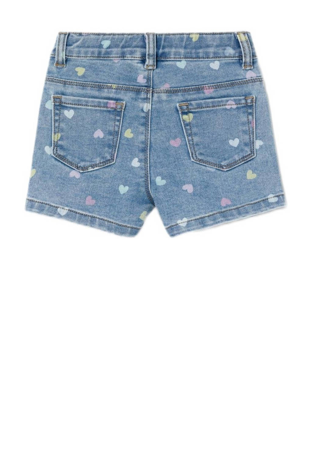 NAME IT slim fit denim short NMFSALLI met hartjes medium blue denim