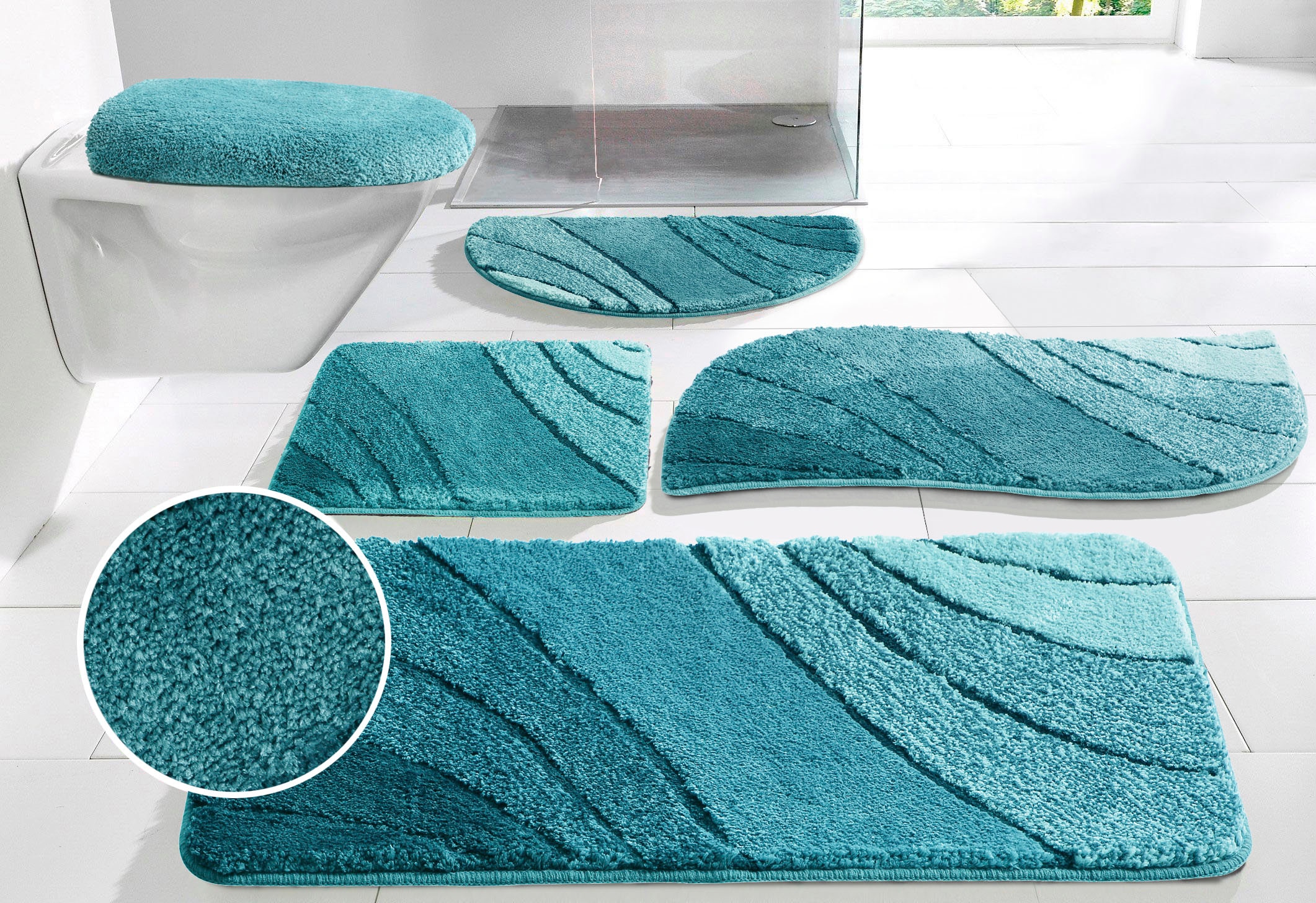 GOODproduct Badematte »Josie, Badvorleger, Badezimmer Teppich« Höhe 20 mm rutschhemmend beschichtet fussbodenheizungsgeeignet | schnell trocknend | strapazierfähig Badteppich, Badematten, rechteckig, rund & als 3-tlg. Set erhältlich