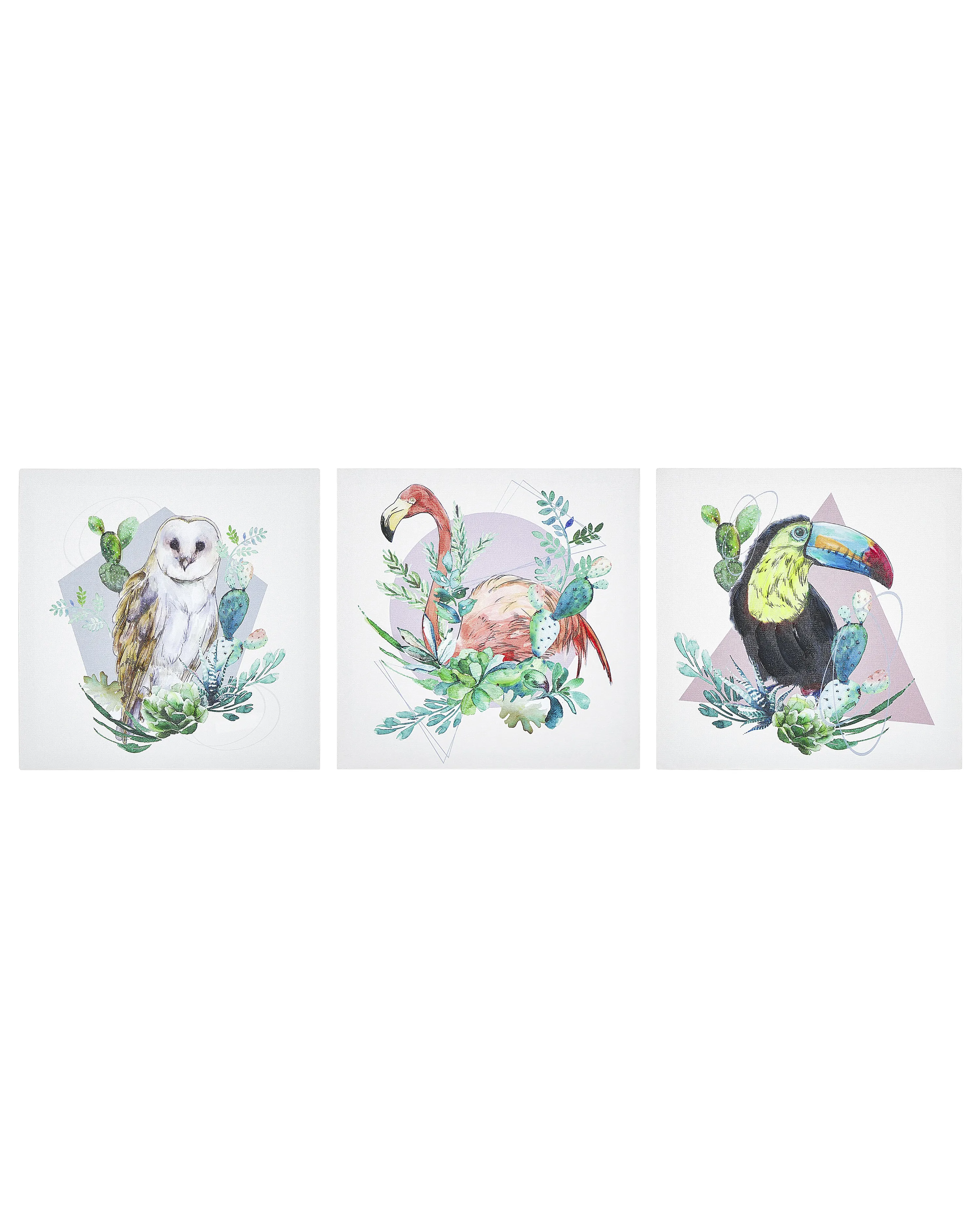 Set van 3 canvassen MENAKA Dieren motief 30 x 30 cm Meerkleurig