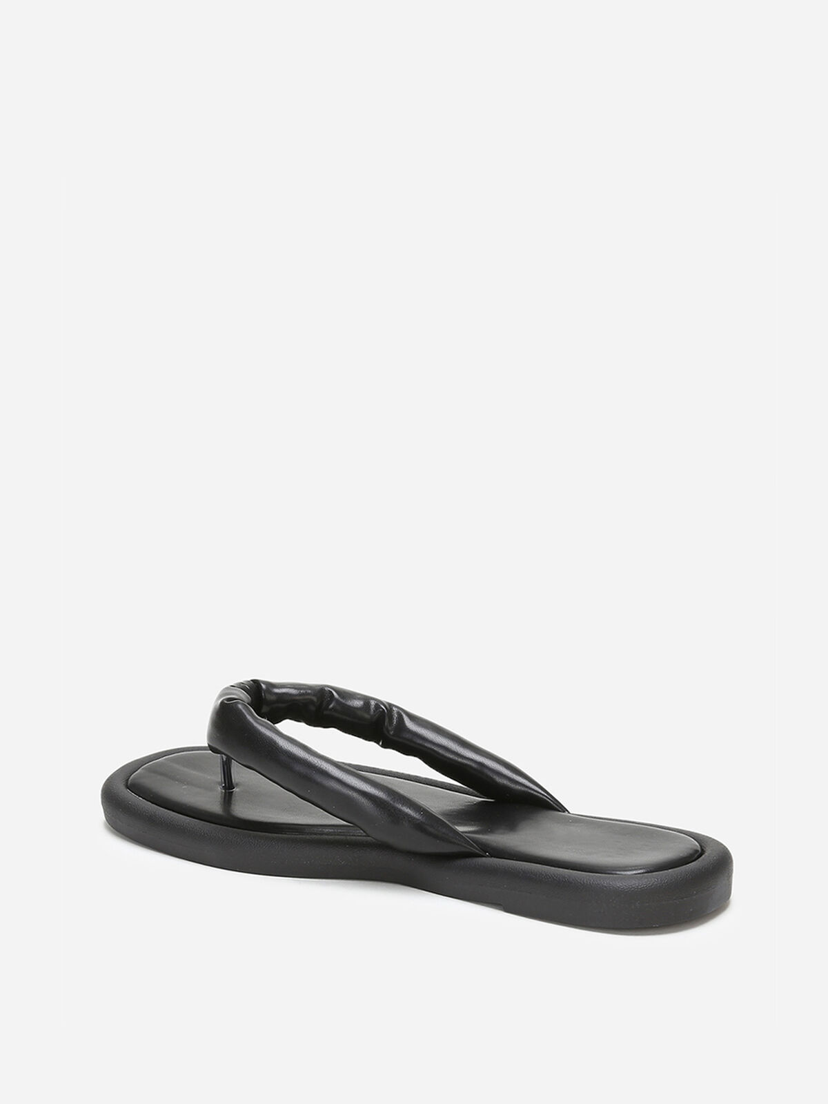 Tongs à bout carré et bride arrondie- Noir