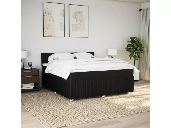 Sommier à lattes de lit avec matelas Noir 180x200 cm Tissu