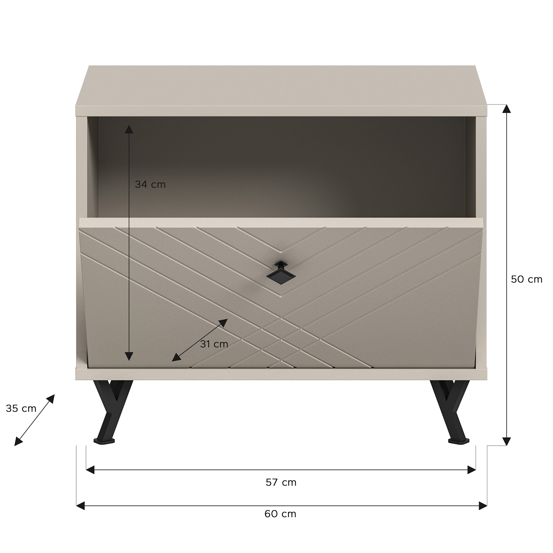 Sitzbank NOTES - sandbeige matt - 60 cm