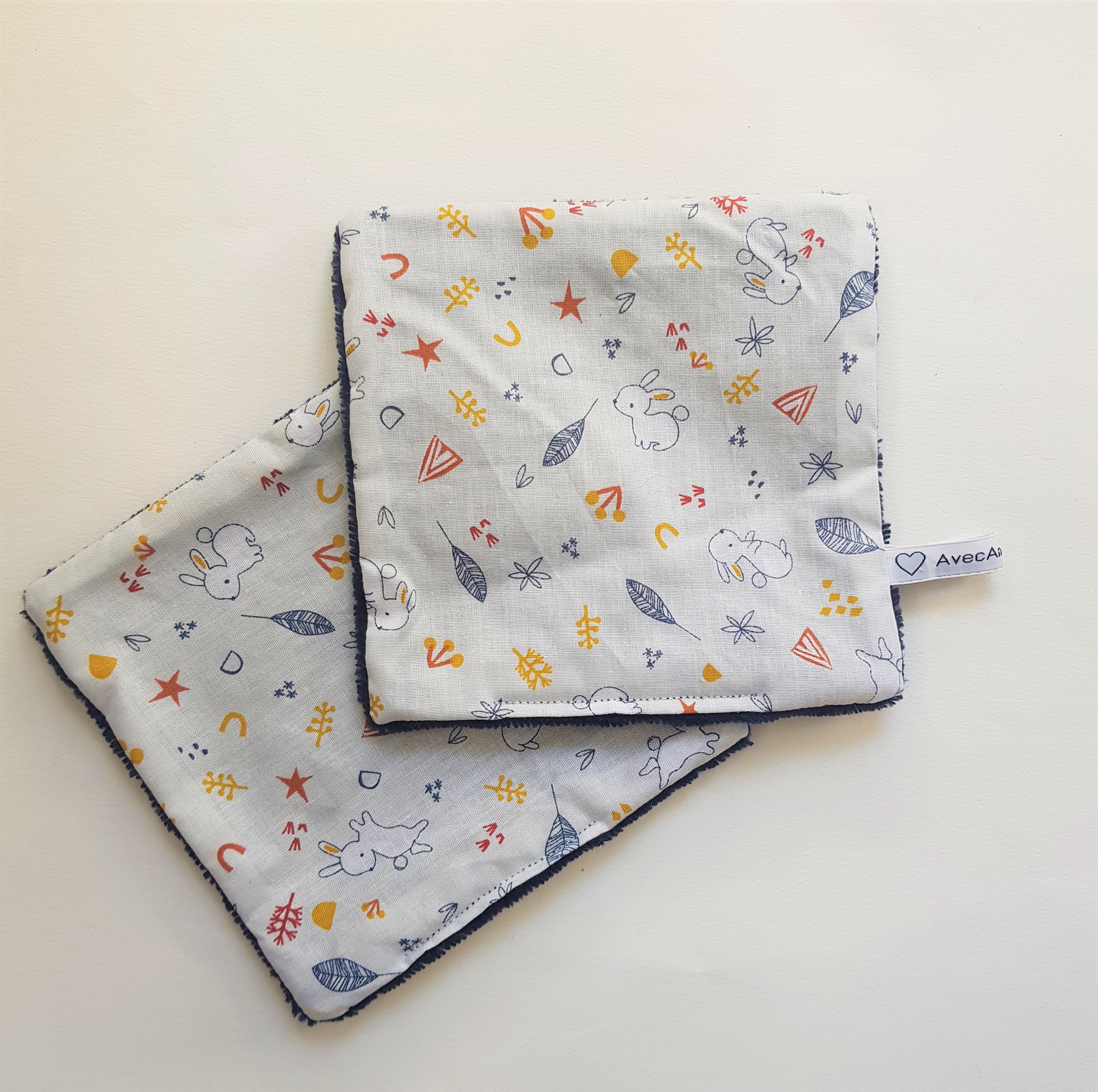 Lingettes réutilisables XL - lapin gris